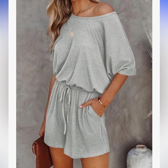 Gray Ribbed Romper - Picture 2 of 7